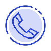 Call Phone Ring Telephone Blue Dotted Line Line Icon vector