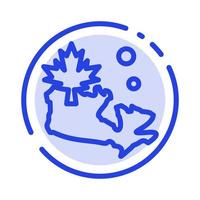 mapa canadá hoja azul línea punteada icono de línea vector