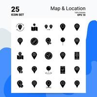 25 conjunto de iconos de ubicación de mapa 100 archivos editables eps 10 ideas de concepto de logotipo de empresa diseño de icono de glifo sólido vector