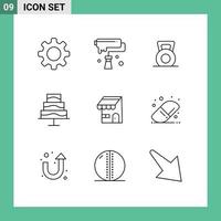 Modern Set of 9 Outlines and symbols such as ecommerce photo design food lift Editable Vector Design Elements