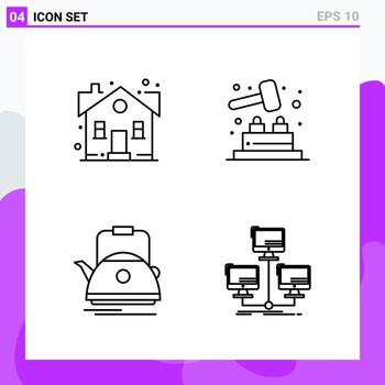 Set of 4 icons in Line style. Creative Outline Symbols for Website Design and Mobile Apps. Simple Line Icon Sign Isolated on White Background. 4 Icons. vector