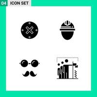 paquete de 4 conjuntos de iconos de estilo sólido. símbolos de glifos para imprimir. signos creativos aislados sobre fondo blanco. 4 conjunto de iconos. vector