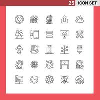 paquete de iconos vectoriales de stock de 25 signos y símbolos de línea para flechas de conectividad en la nube elementos de diseño vectorial editables web vector