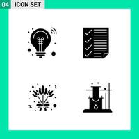 Pack of 4 Solid Style Icon Set. Glyph Symbols for print. Creative Signs Isolated on White Background. 4 Icon Set. vector