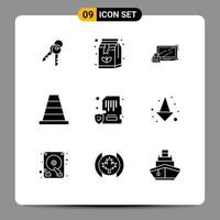 9 Universal Solid Glyphs Set for Web and Mobile Applications device tool computer construction login Editable Vector Design Elements