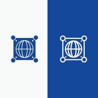 Globe Global World Science Line and Glyph Solid icon Blue banner Line and Glyph Solid icon Blue banner vector