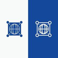 globo mundo mundial ciencia línea y glifo icono sólido bandera azul línea y glifo icono sólido bandera azul vector