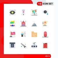 Pack of 16 Modern Flat Colors Signs and Symbols for Web Print Media such as chat eye foam drops holiday Editable Pack of Creative Vector Design Elements