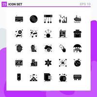 Universal Icon Symbols Group of 25 Modern Solid Glyphs of swim person movement management data Editable Vector Design Elements