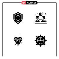 Set of 4 Modern UI Icons Symbols Signs for artificial crystal intelligent collaboration prize Editable Vector Design Elements