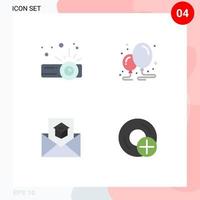 4 Flat Icon concept for Websites Mobile and Apps device email balloon party letter Editable Vector Design Elements