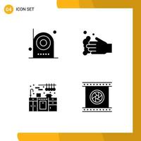 4 Creative Icons Modern Signs and Symbols of camera cabinet electronic hand kitchen set Editable Vector Design Elements