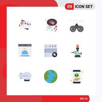 User Interface Pack of 9 Basic Flat Colors of search profile device page interface Editable Vector Design Elements