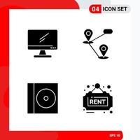 Creative Set of 4 Universal Glyph Icons isolated on White Background vector