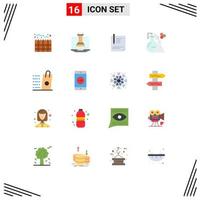 Universal Icon Symbols Group of 16 Modern Flat Colors of test flask contract signing paper Editable Pack of Creative Vector Design Elements