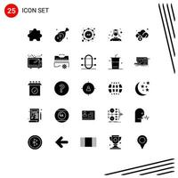 Set of 25 Vector Solid Glyphs on Grid for protection data ad woman graduation Editable Vector Design Elements