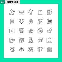 Set of 25 Vector Lines on Grid for goal business gun achieve murderer Editable Vector Design Elements
