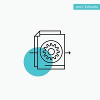 Document File Gear Settings turquoise highlight circle point Vector icon