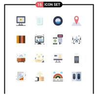 16 Universal Flat Color Signs Symbols of design furniture porthole tile map Editable Pack of Creative Vector Design Elements