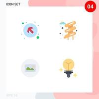 paquete de línea de vector editable de 4 iconos planos simples de flecha básica izquierda arriba bombilla de parque elementos de diseño de vector editable