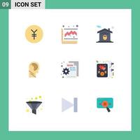 Set of 9 Vector Flat Colors on Grid for codding switch house mind human Editable Vector Design Elements