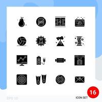 Set of 16 Modern UI Icons Symbols Signs for football date football calendar match Editable Vector Design Elements