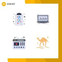 Group of 4 Modern Flat Icons Set for clipboard player tactics index web Editable Vector Design Elements