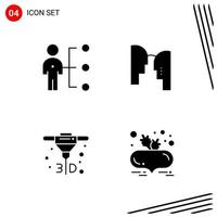 Collection of 4 Vector Icons in solid style Pixle Perfect Glyph Symbols for Web and Mobile Solid Icon Signs on White Background 4 Icons