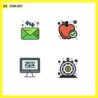 4 iconos creativos signos y símbolos modernos de sobre ddos apple información de alimentos saludables elementos de diseño vectorial editables vector