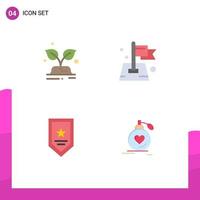 4 concepto de icono plano para sitios web móviles y aplicaciones premio verde guardar ubicación estrella elementos de diseño vectorial editables vector