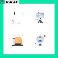 4 Universal Flat Icon Signs Symbols of font cloths image shopping bulb Editable Vector Design Elements