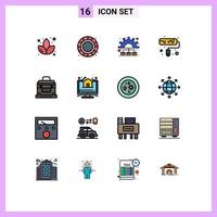16 User Interface Flat Color Filled Line Pack of modern Signs and Symbols of house chest process box roller Editable Creative Vector Design Elements