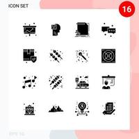 Solid Glyph Pack of 16 Universal Symbols of mail chat user reports money Editable Vector Design Elements