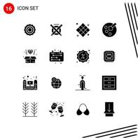 Pictogram Set of 16 Simple Solid Glyphs of diamond box chess paint drawing Editable Vector Design Elements