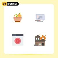 Set of 4 Modern UI Icons Symbols Signs for herbal internet bowl message architecture Editable Vector Design Elements