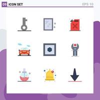 Set of 9 Modern UI Icons Symbols Signs for six sides hexagon barrel vehicle car Editable Vector Design Elements