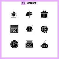9 Thematic Vector Solid Glyphs and Editable Symbols of jacket web insight page shopping Editable Vector Design Elements