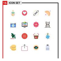 Set of 16 Modern UI Icons Symbols Signs for camera gujjia cack food hyperlink Editable Pack of Creative Vector Design Elements