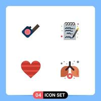 User Interface Pack of 4 Basic Flat Icons of measure like tool notepad report Editable Vector Design Elements