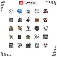 Filled line Flat Color Pack of 25 Universal Symbols of house cleaning patent clock law Editable Vector Design Elements