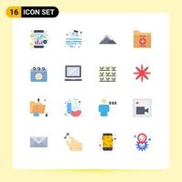 paquete de iconos de vector de stock de 16 signos y símbolos de línea para carpeta de calendario archivo de paisaje paquete editable de negocios de elementos de diseño de vector creativo