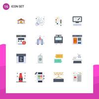 Set of 16 Commercial Flat Colors pack for rocket seo arts alert keyboard Editable Pack of Creative Vector Design Elements