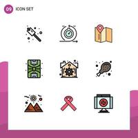 Universal Icon Symbols Group of 9 Modern Filledline Flat Colors of chicken real location estate life Editable Vector Design Elements