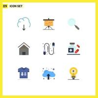 9 Universal Flat Colors Set for Web and Mobile Applications cottage villa search marketing magnify general Editable Vector Design Elements