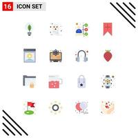 Flat Color Pack of 16 Universal Symbols of comparing user briefcase interface tag Editable Pack of Creative Vector Design Elements