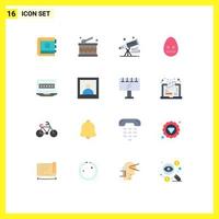 Pack of 16 Modern Flat Colors Signs and Symbols for Web Print Media such as easter celebration festival space telescope Editable Pack of Creative Vector Design Elements