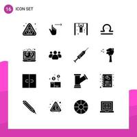 Stock Vector Icon Pack of 16 Line Signs and Symbols for seo consulting competition greece libra Editable Vector Design Elements