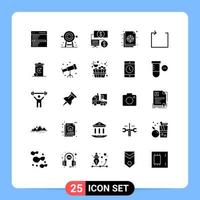 Group of 25 Modern Solid Glyphs Set for file palette planning colour finance Editable Vector Design Elements