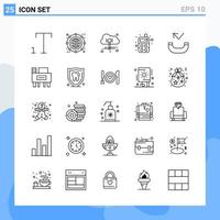 iconos de estilo moderno de 25 líneas. símbolos de contorno para uso general. signo de icono de línea creativa aislado sobre fondo blanco. Paquete de 25 iconos. vector