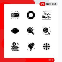 Set of 9 Modern UI Icons Symbols Signs for zoom in vision accident human eye Editable Vector Design Elements